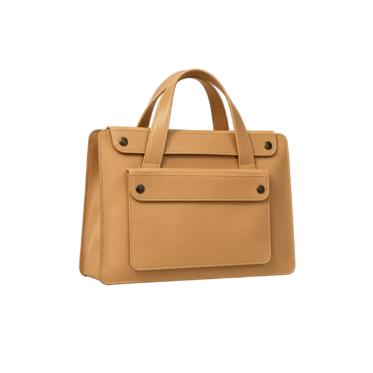 Khaki Leather Laptop Bag With Handles-1