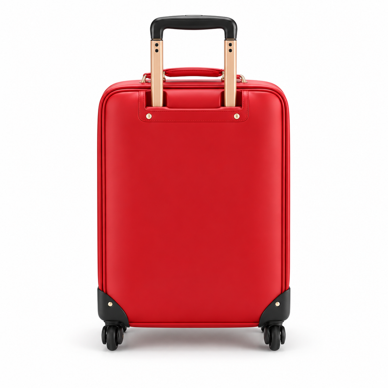 Elegant Red Rolling Suitcase With Wheels-4