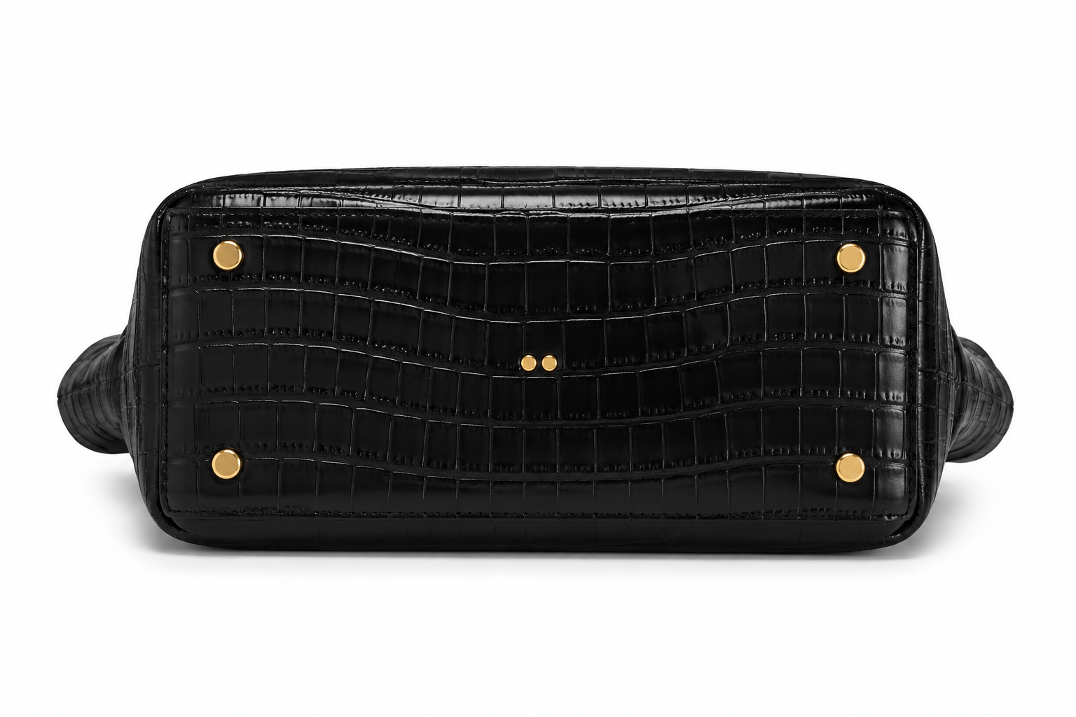 Luxury Black Crocodile-Embossed Winged Tote Bag-2