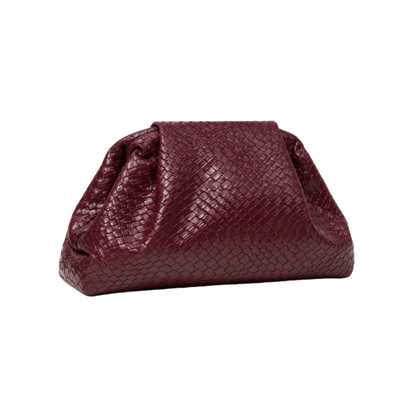 Elegant Burgundy Woven Pouch Clutch Bag-1