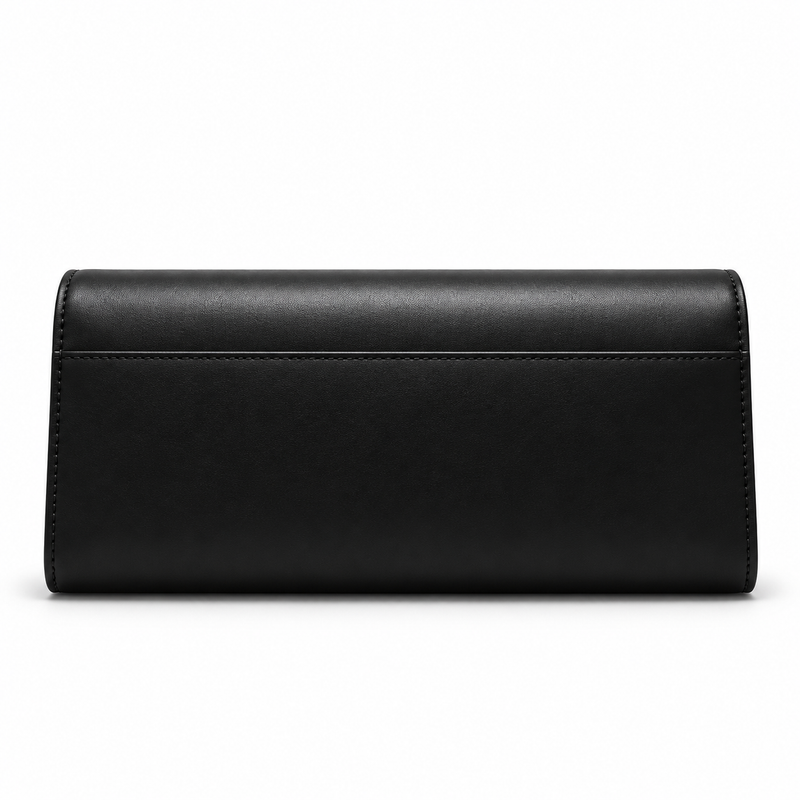 Black Evening Clutch With Gold Accent-3