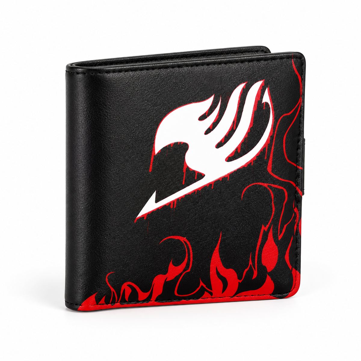 Black Bifold Wallet With Flame Design