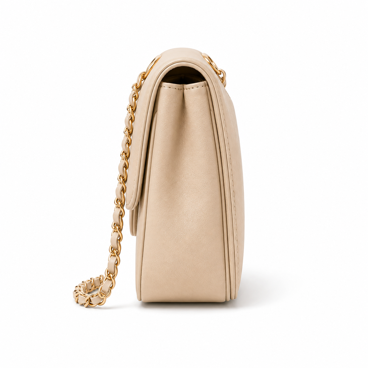 Elegant Beige Chain Strap Shoulder Bag-2