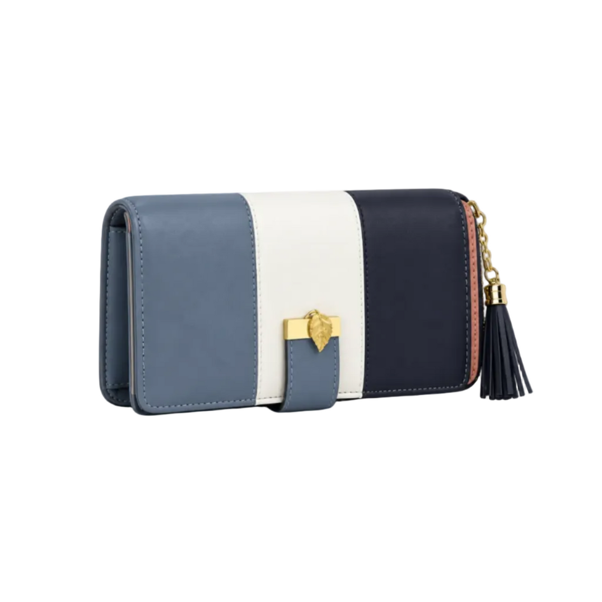 Elegant Colour Block Wallet With Tassel-1