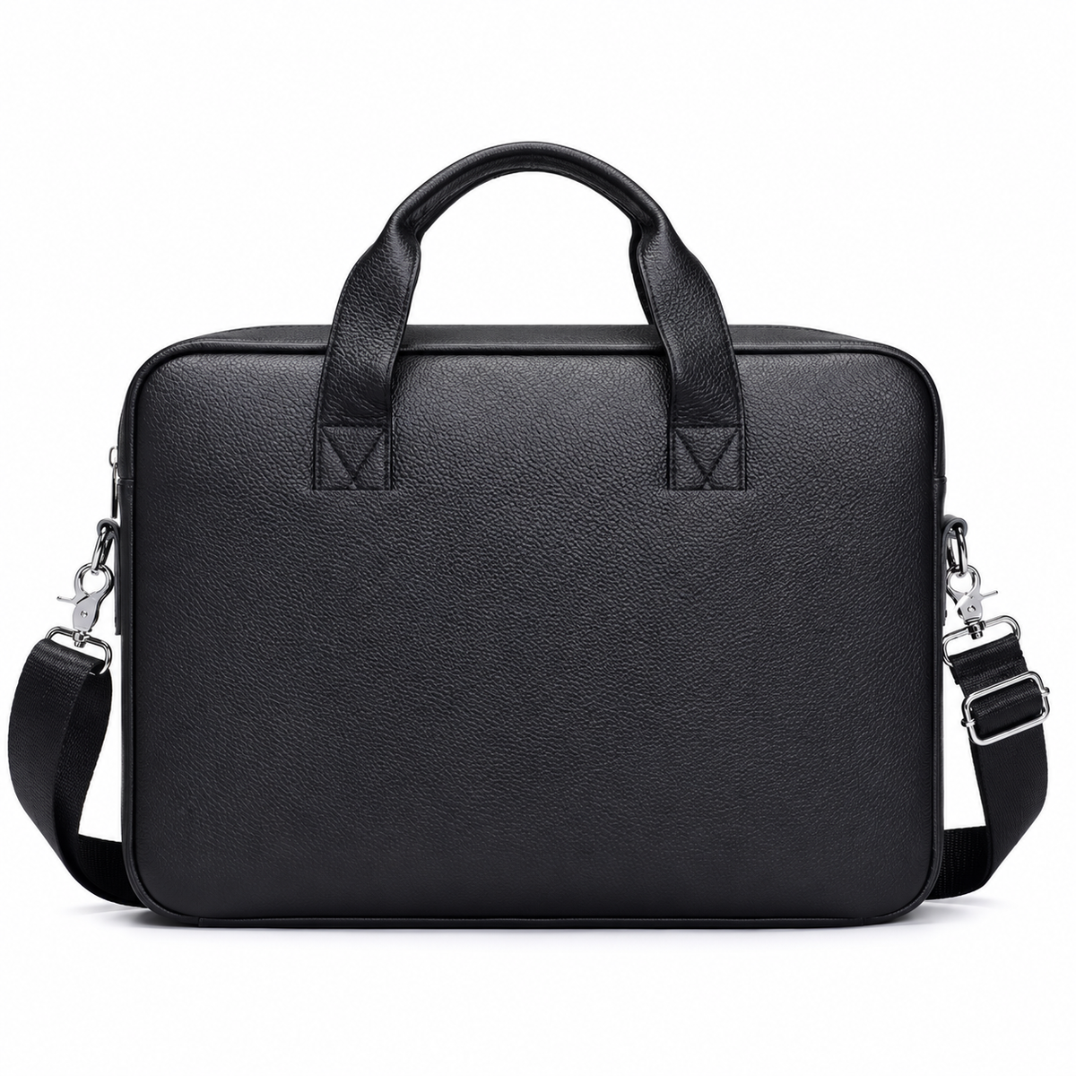 Classic Black Leather Briefcase Shoulder Bag-4