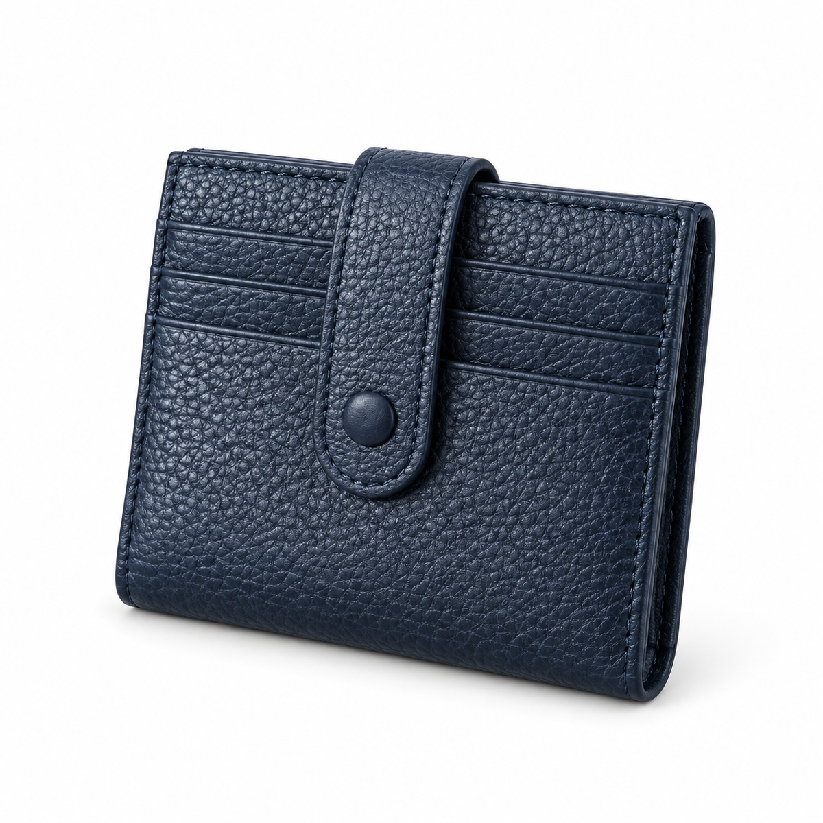 Navy Blue Pebbled Snap Closure Wallet-3
