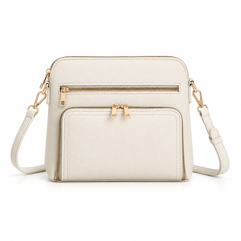 Elegant Beige Multi Pocket Crossbody Bag-4