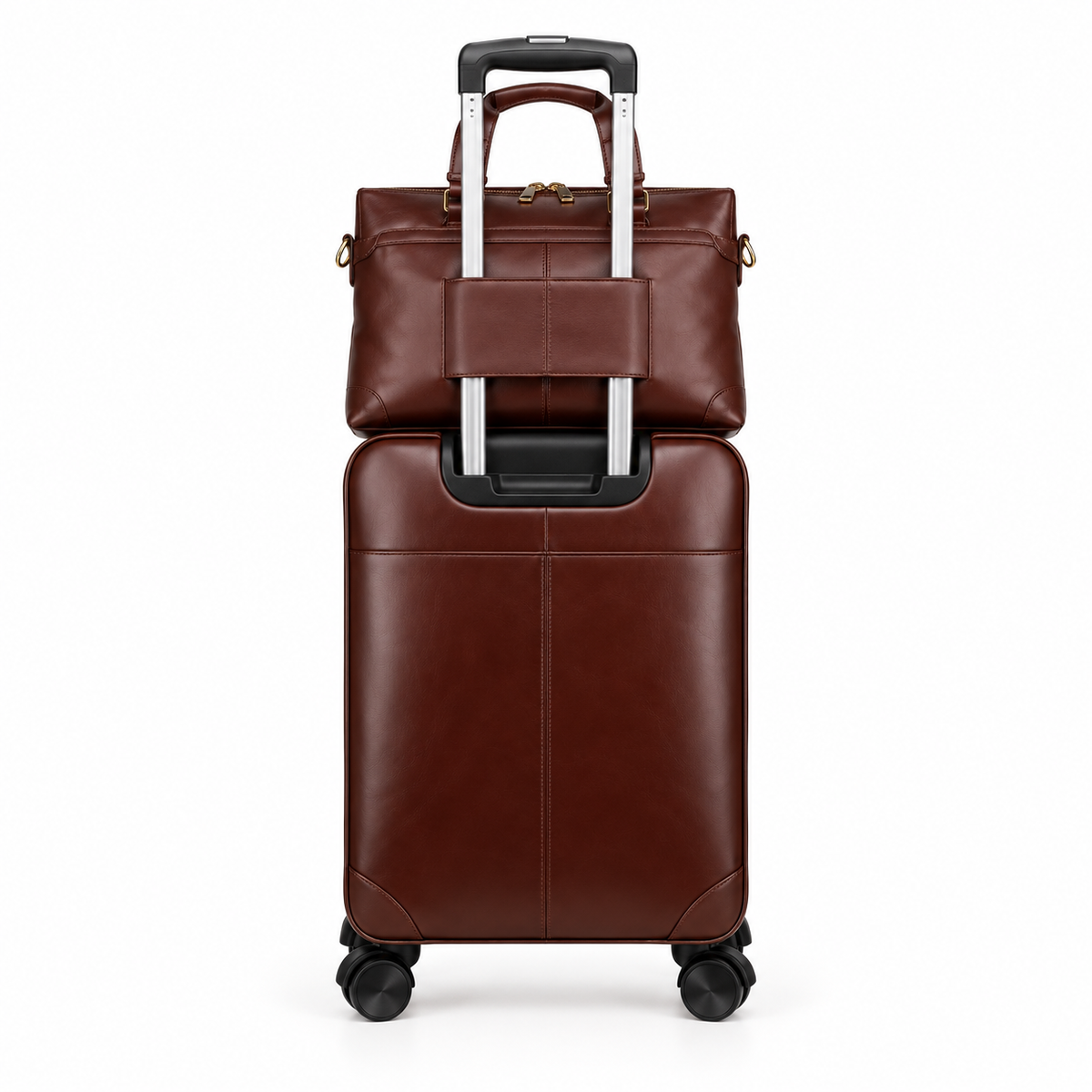 Brown Rolling Suitcase With Matching Tote-4