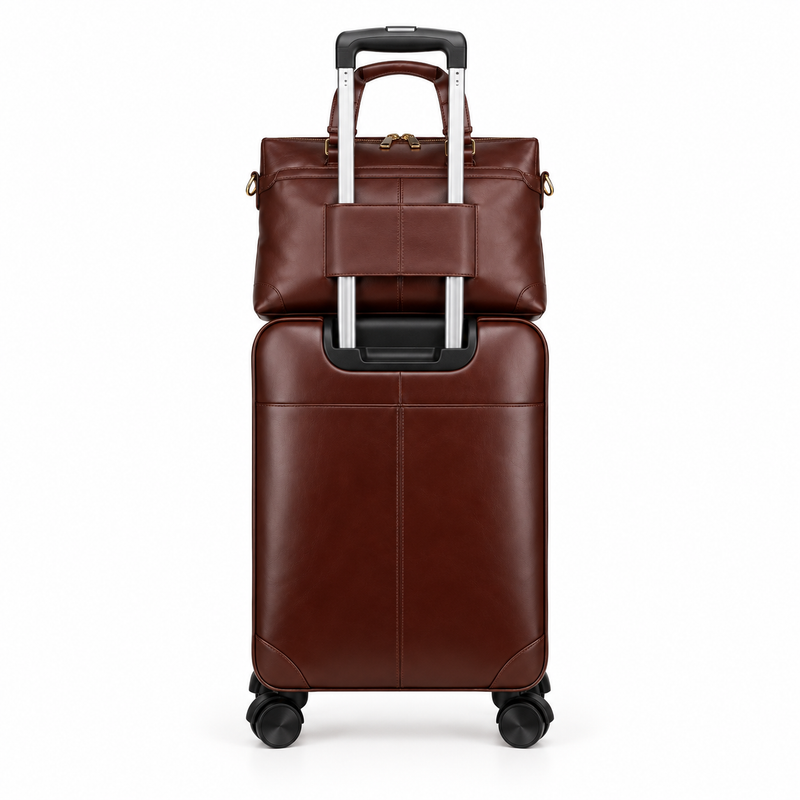 Brown Rolling Suitcase With Matching Tote-4