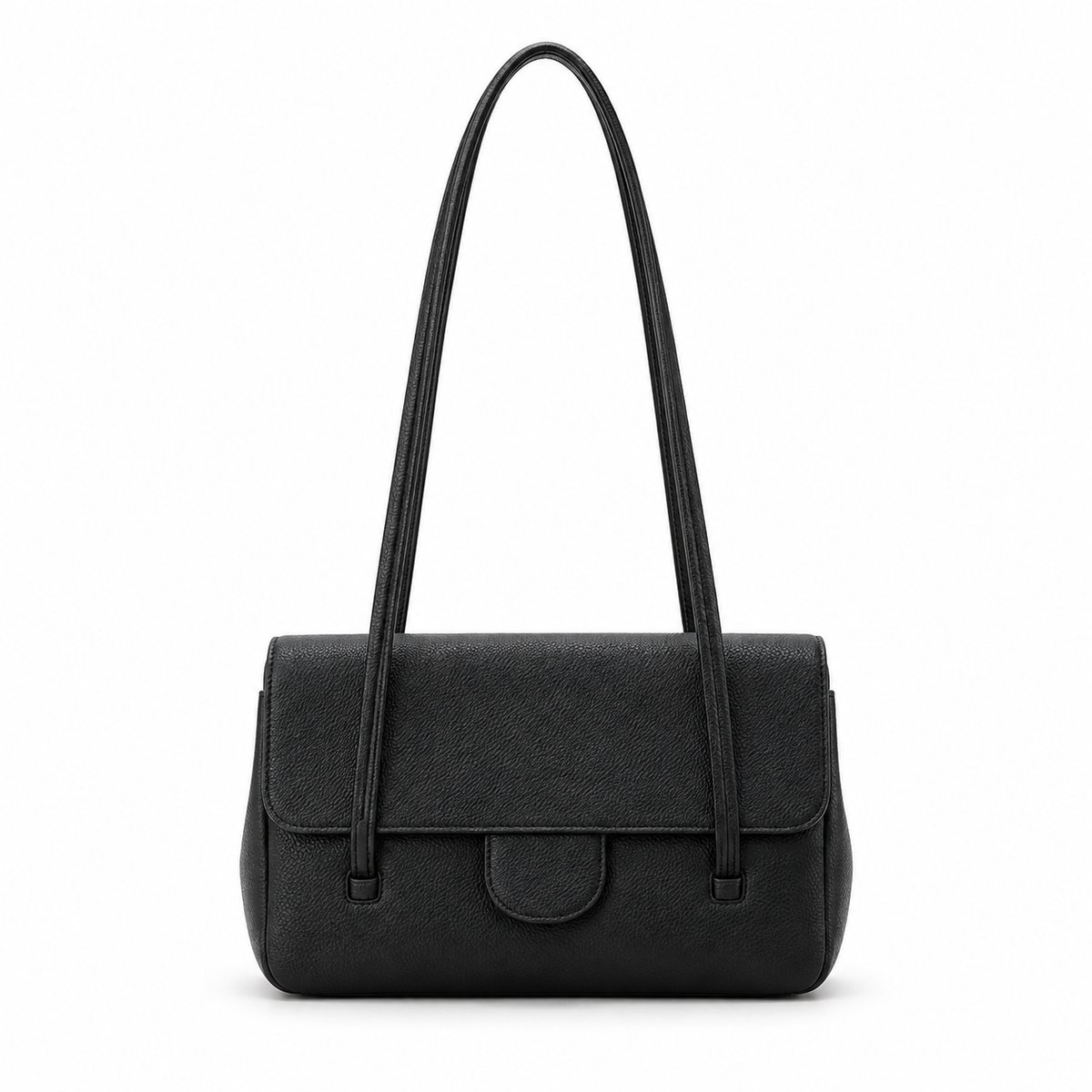 Elegant Black Pebbled Leather Shoulder Bag-4