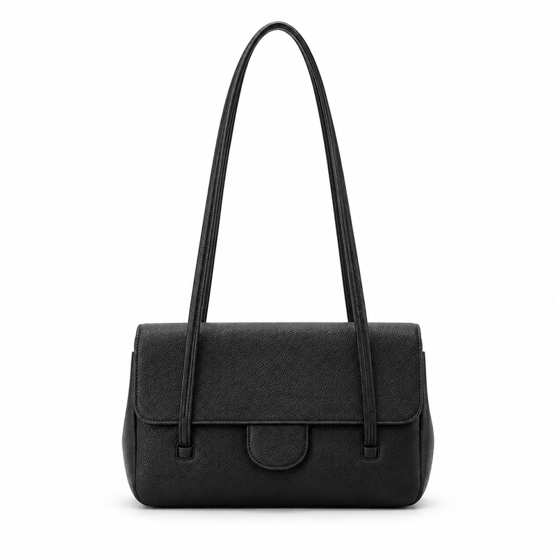 Elegant Black Pebbled Leather Shoulder Bag-4