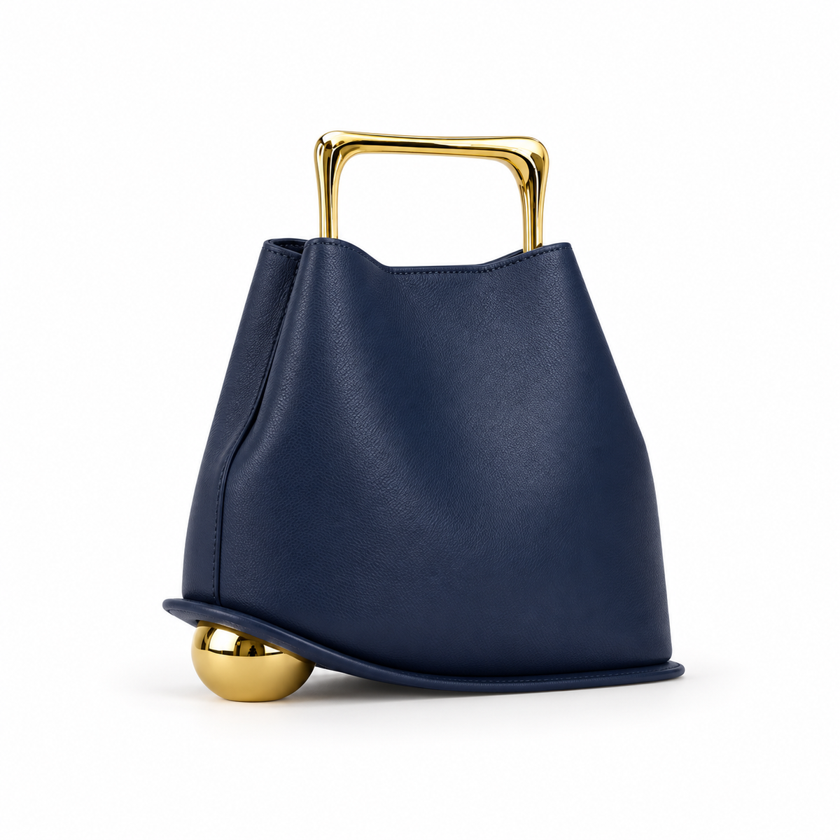 Navy Blue Leather Evening Statement Clutch-1