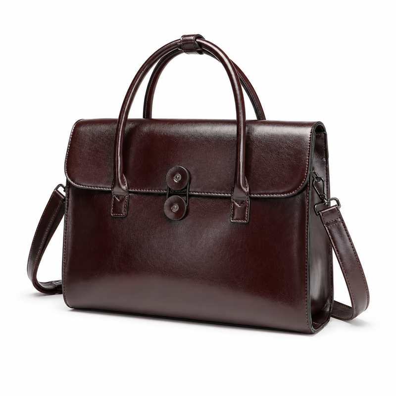Classic Dark Brown Leather Business Briefcase-2
