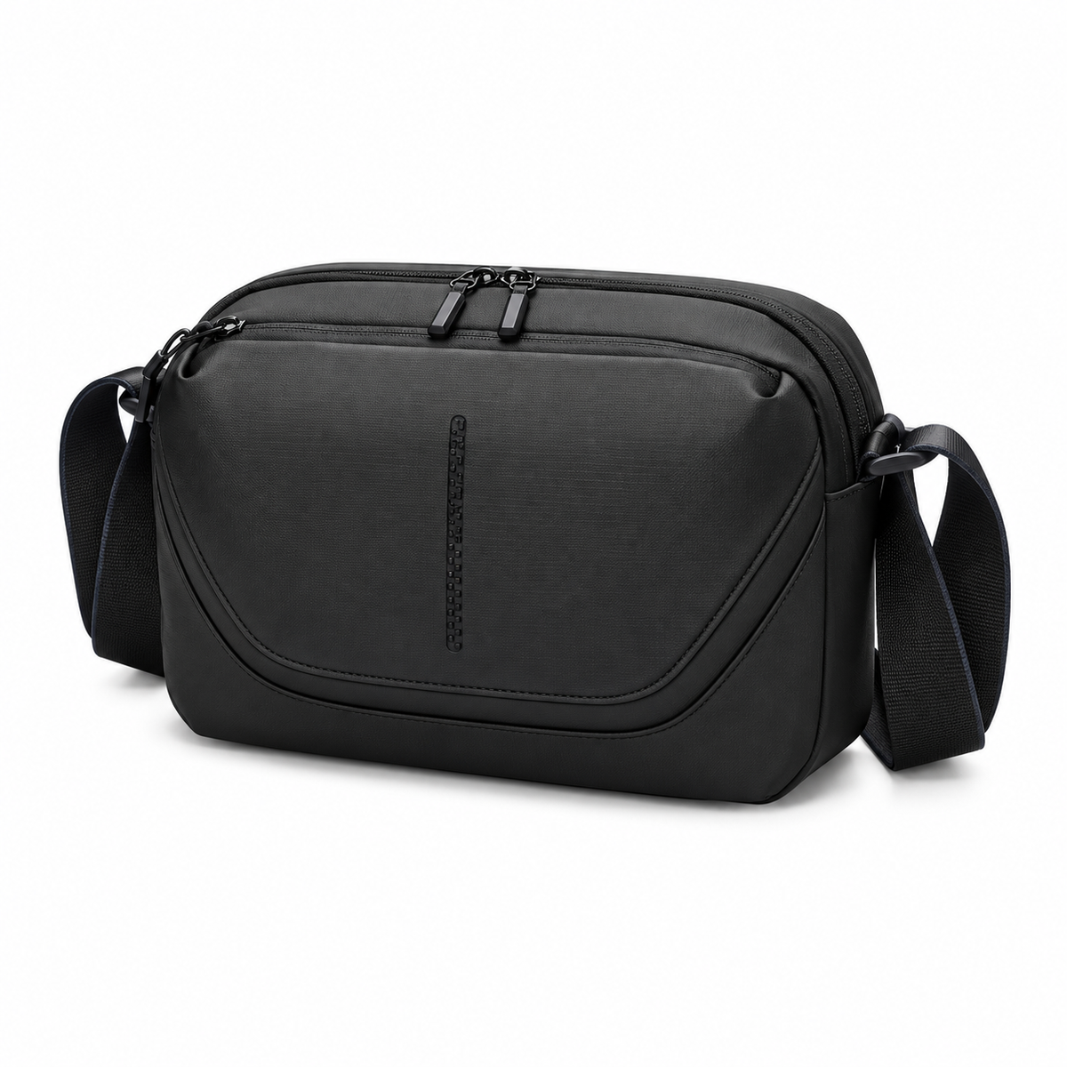 Black Everyday Crossbody Bag With Zippers-3