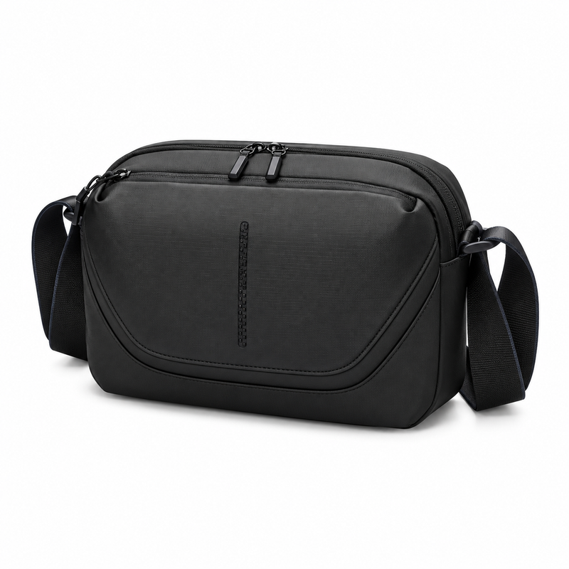 Black Everyday Crossbody Bag With Zippers-3