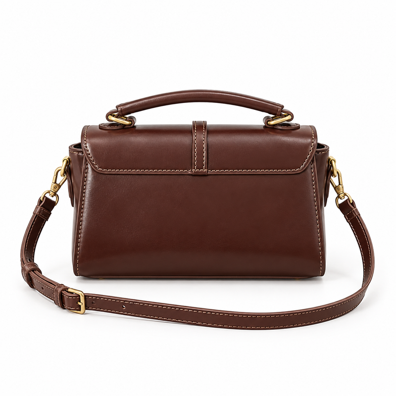Classic Brown Satchel With Gold Hardware-2