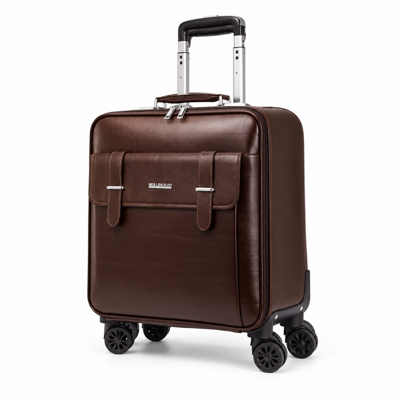 Classic Brown Spinner Trolley Travel Suitcase-3