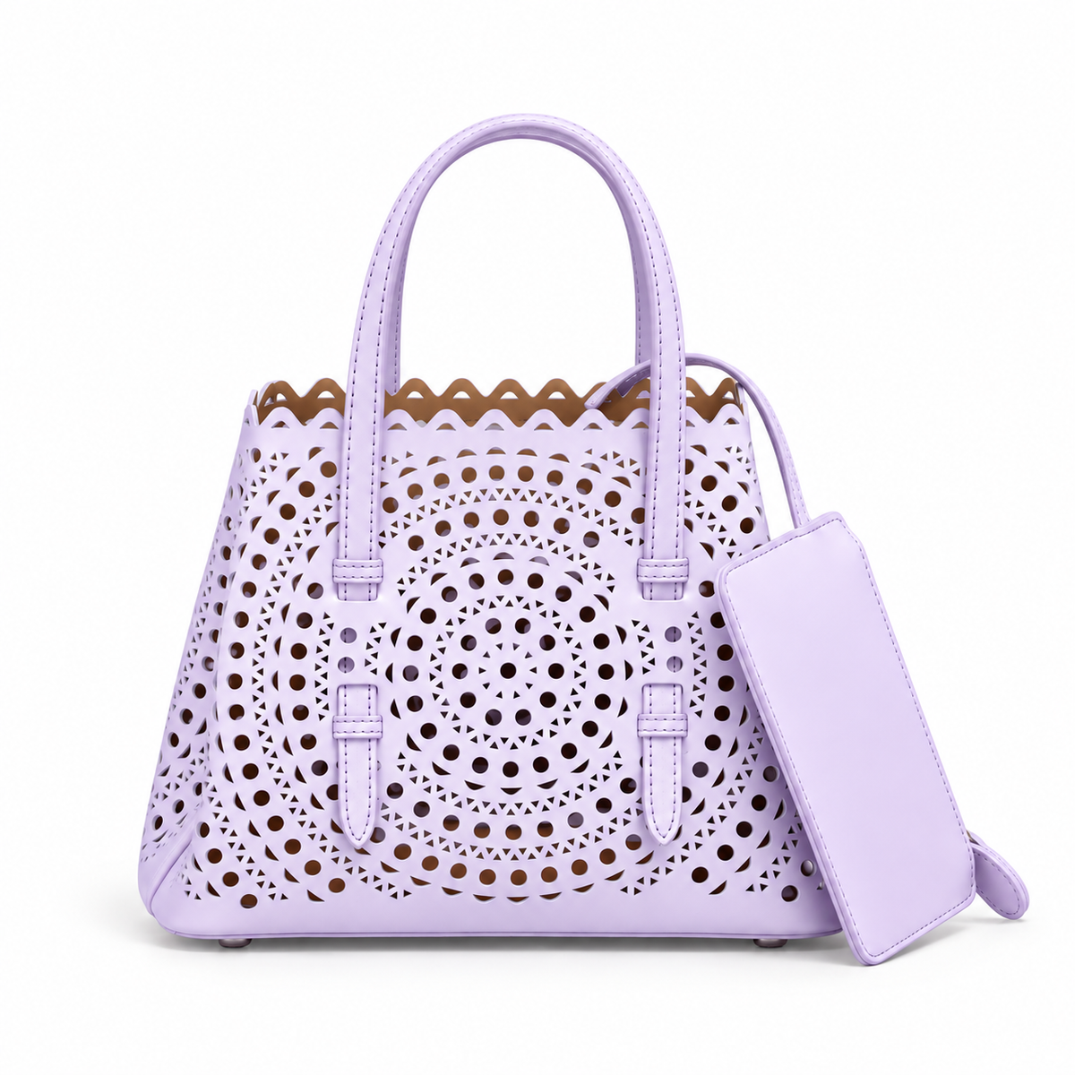 Elegant Lavender Laser Cut Tote Handbag-4