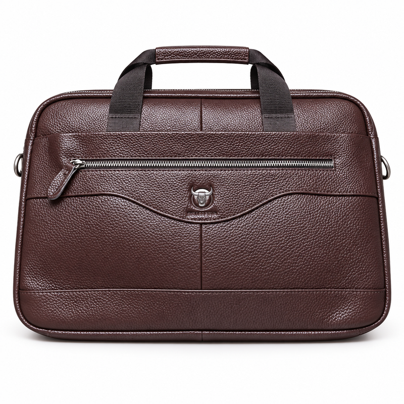Classic Brown Leather Business Office Briefcase-4