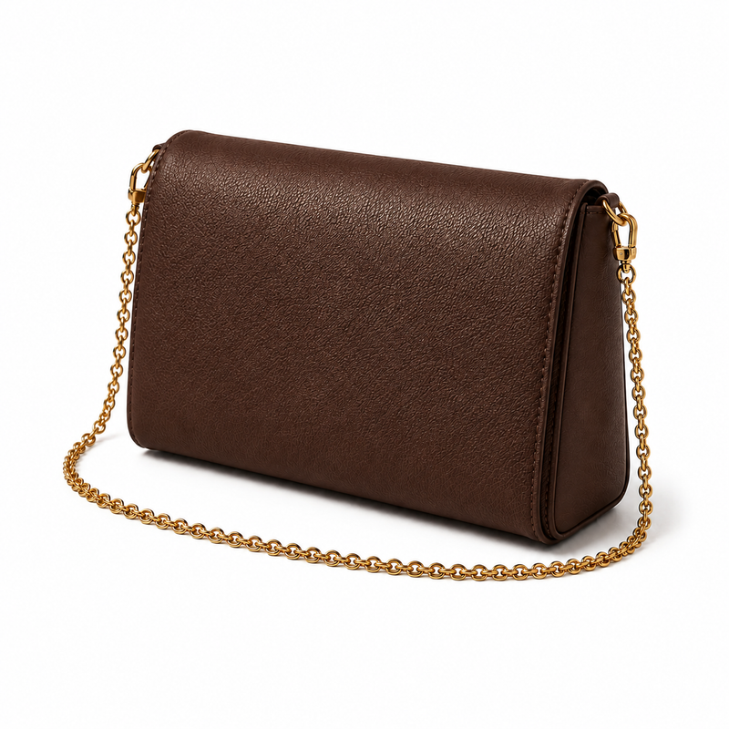 Chocolate Brown Textured Clutch Crossbody Bag-4