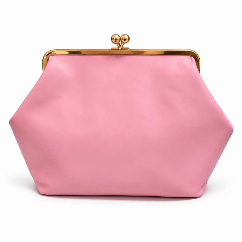 Elegant Pink Gold Frame Kisslock Clutch-2