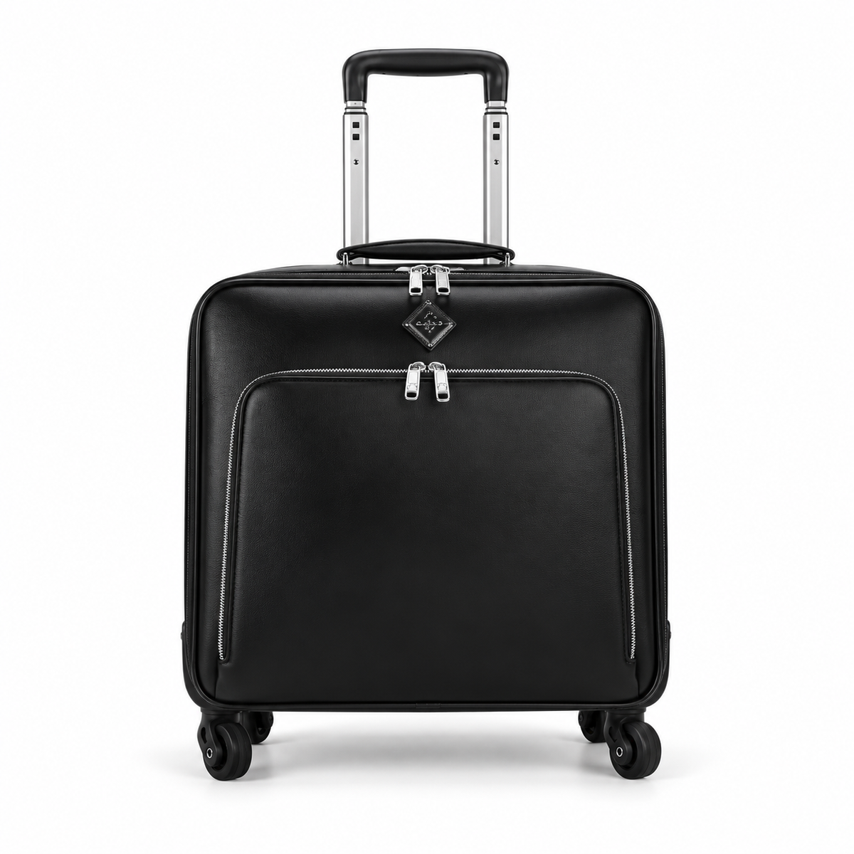 Black Leather Look Rolling Business Suitcase-4