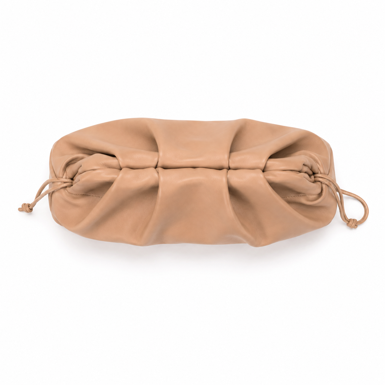 Elegant Beige Ruched Leather Clutch Bag-2