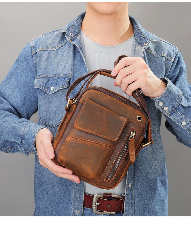 WESTAL Crazy Horse Leather Shoulder Bags for Men Crossbody Bags Purse My Order USB Charging Messenger Bags Leather Handbags Man-9