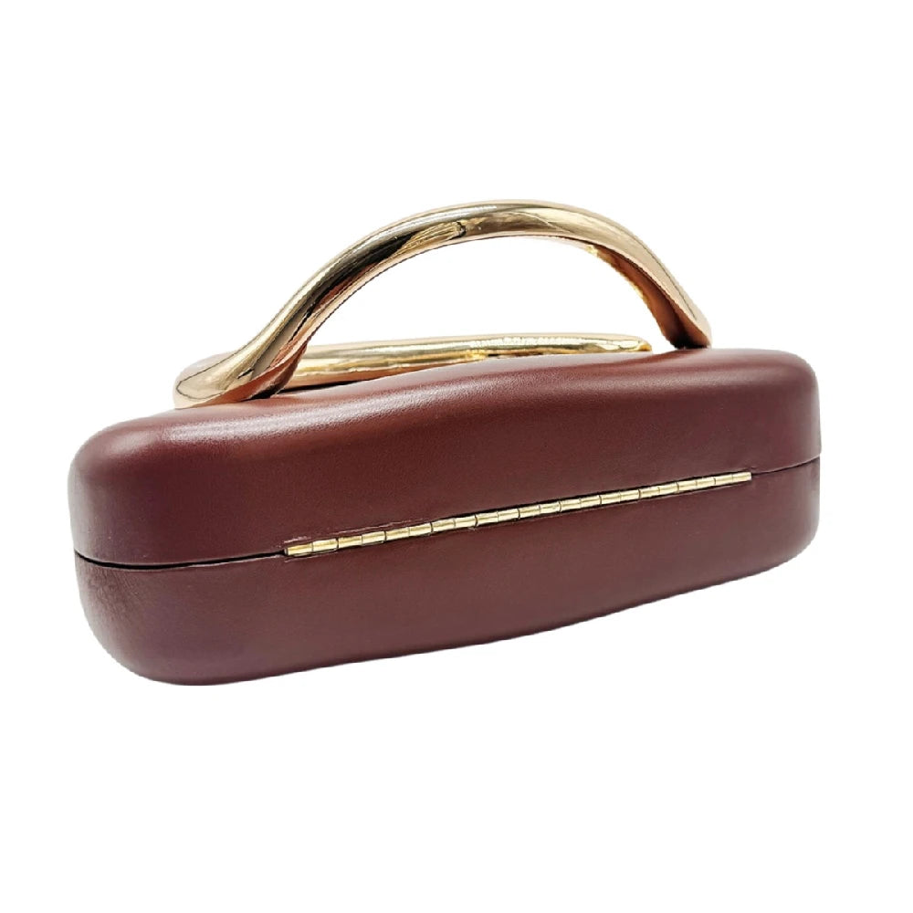 Women Stylish Metal Handle PU Leather Clutch Chain Crossbody Shoulder Bag Daily Party Prom Handbag Purse-5