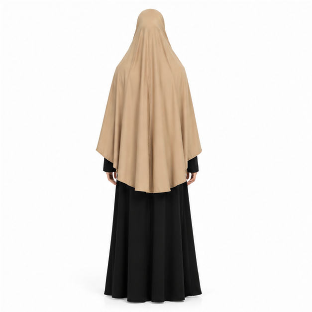 Elegant Beige Flowing Modest Women's Khimar-4