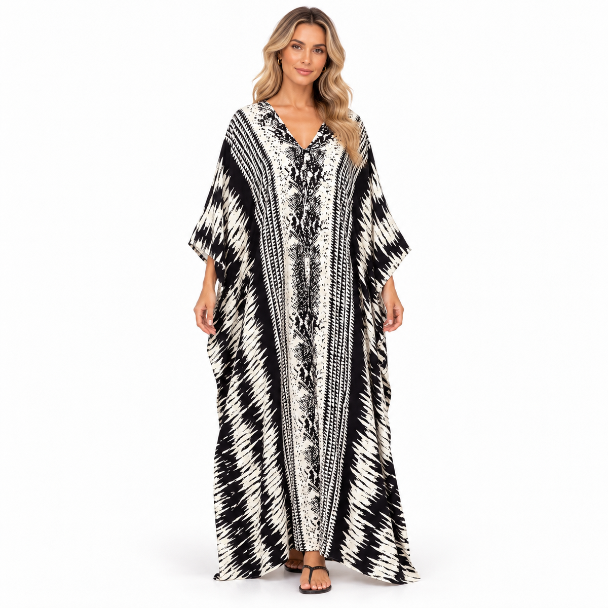Elegant Black White Abstract Modern Kaftan-1