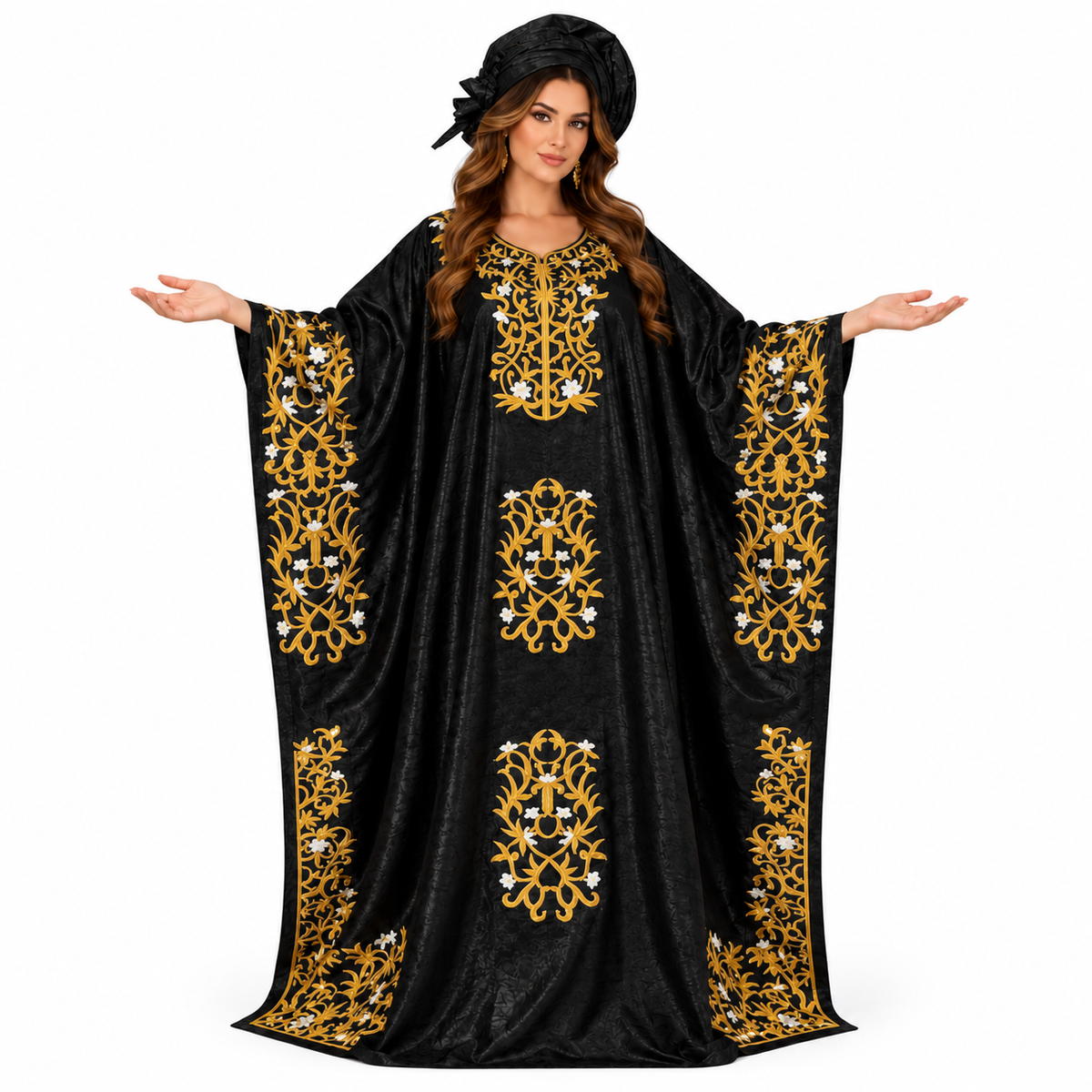 Black Gold Embroidered Luxury Women’s Kaftan-1