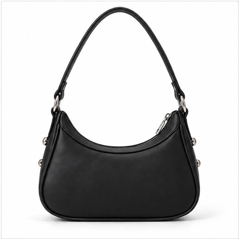 Black Star Buckle Crescent Shoulder Bag-2