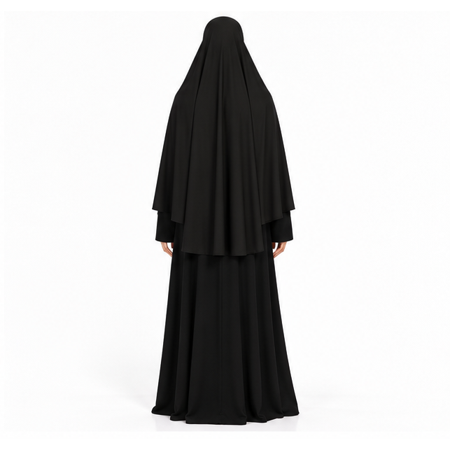 Elegant Black Women's Full Coverage Khimar-4