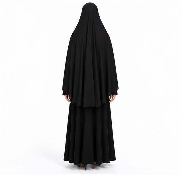 Elegant Black Women's Flowing Prayer Khimar-4
