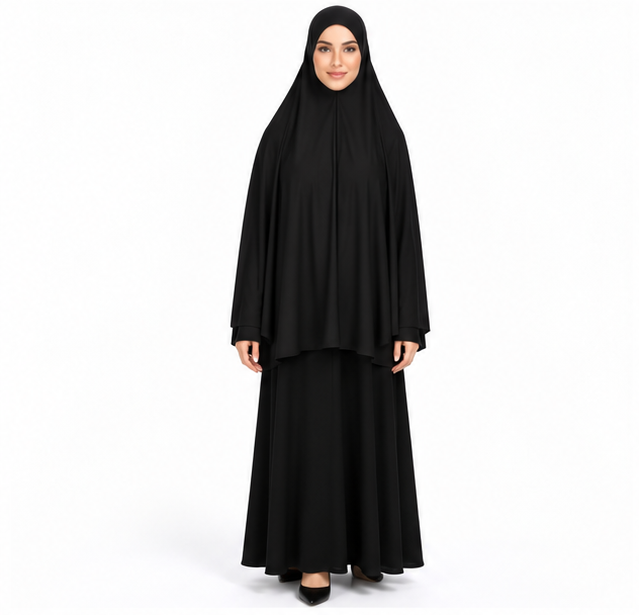 Elegant Black Women's Flowing Prayer Khimar-1