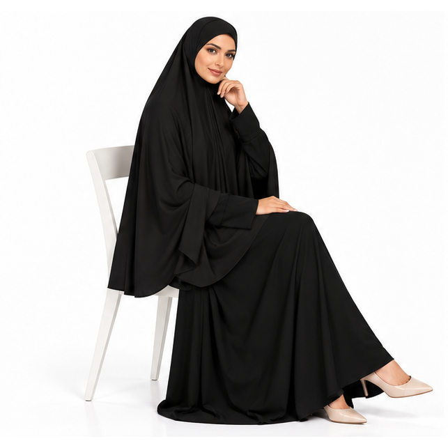 Elegant Black Women's Full Coverage Khimar-3