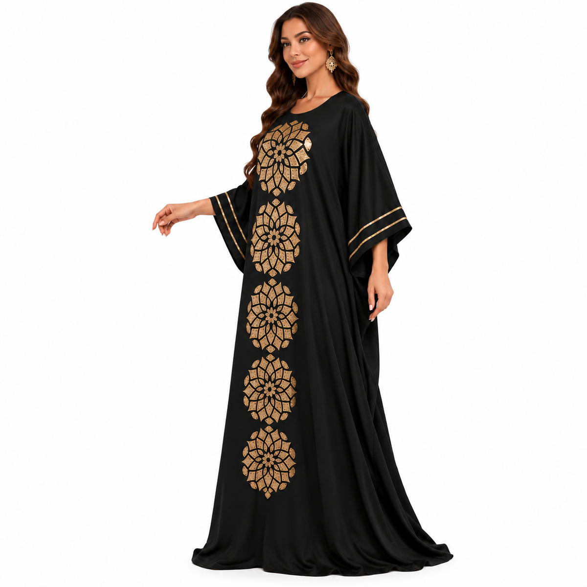 Black Gold Mandala Embellished Luxury Kaftan-2