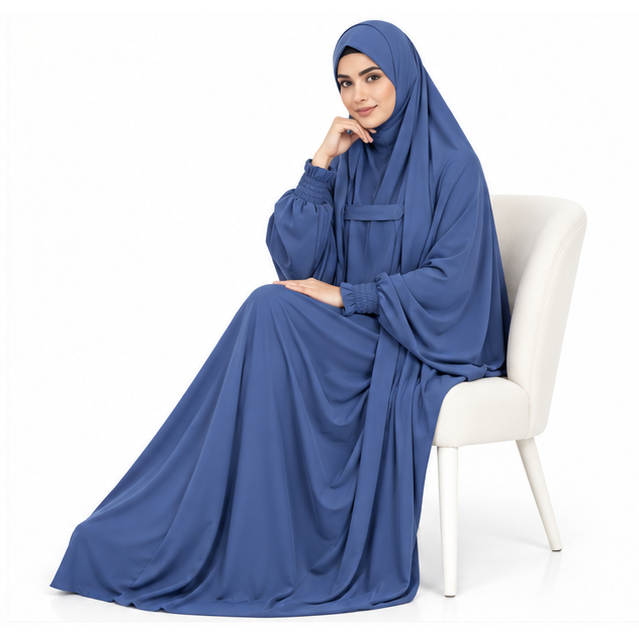 Elegant Royal Blue Women's Flowing Jilbab