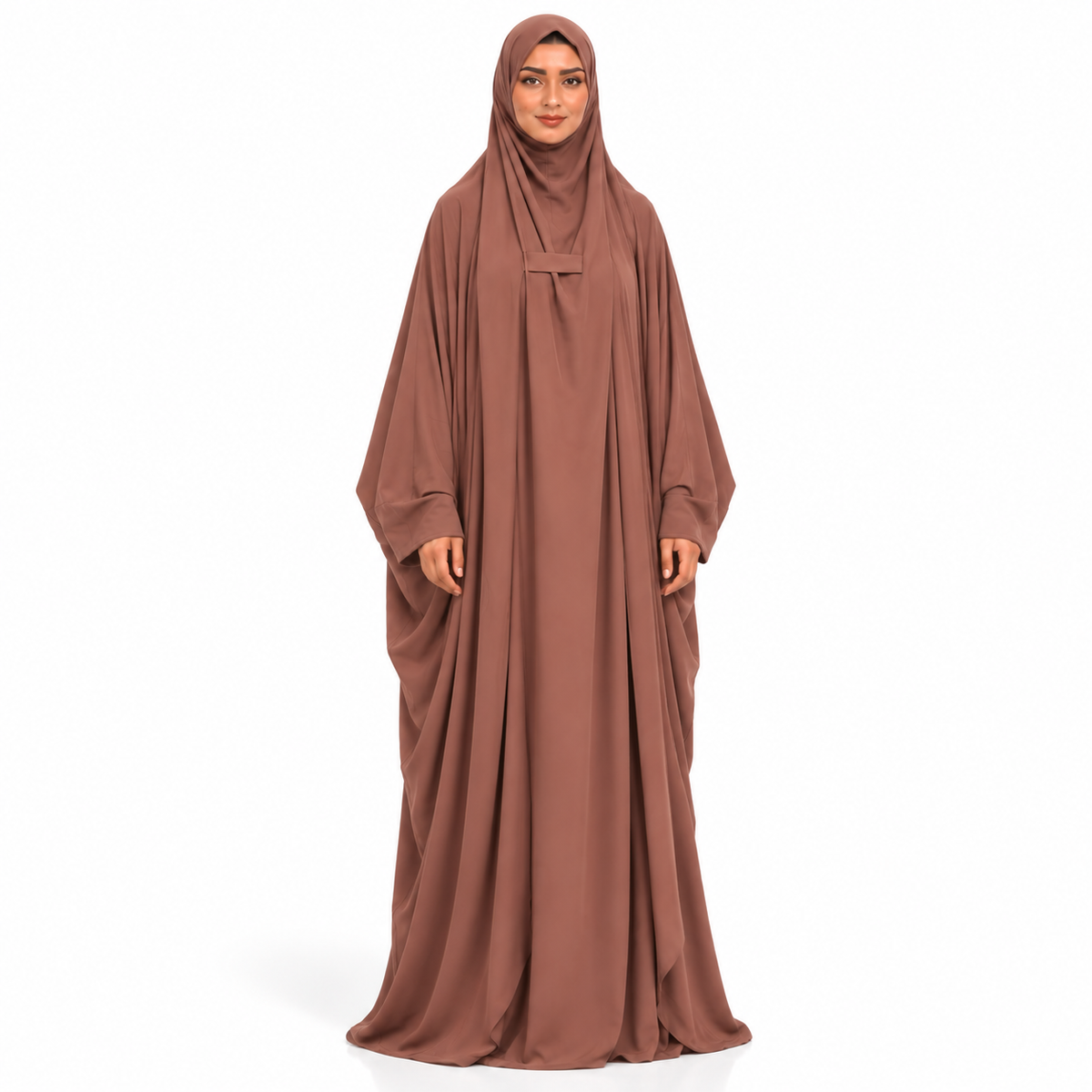 Elegant Caramel Brown Women's Flowing Jilbab