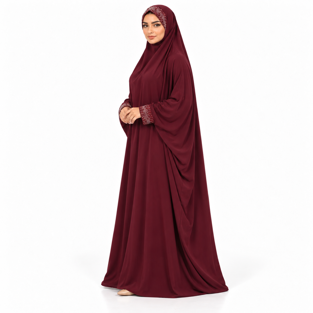 Elegant Burgundy Full Coverage Islamic Jilbab-2