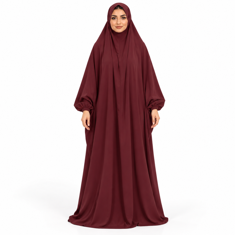Elegant Wine Red Full Coverage Jilbab-1