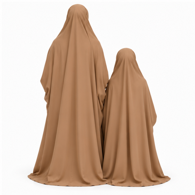 Elegant Brown Matching Mother Daughter Jilbab-4