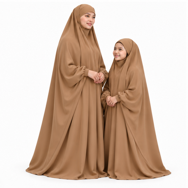 Elegant Brown Matching Mother Daughter Jilbab
