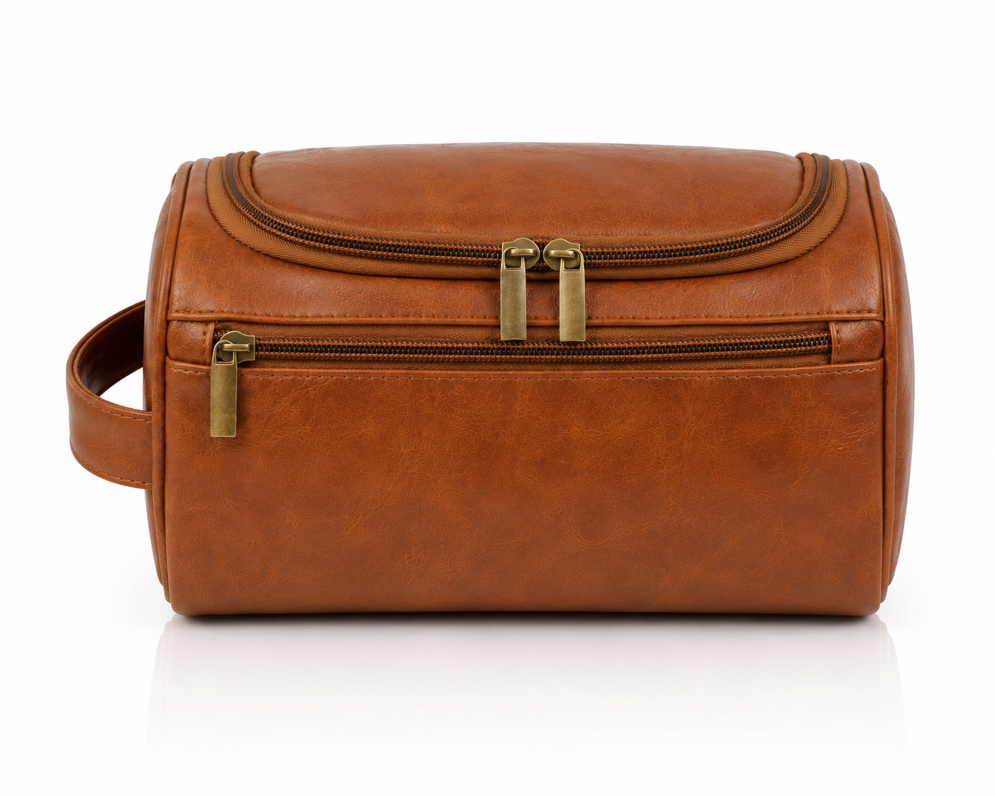 Vintage Leather Toiletry Bag for Men – Travel Dopp Kit with Large Capacity & Dual Zip Compartments-1