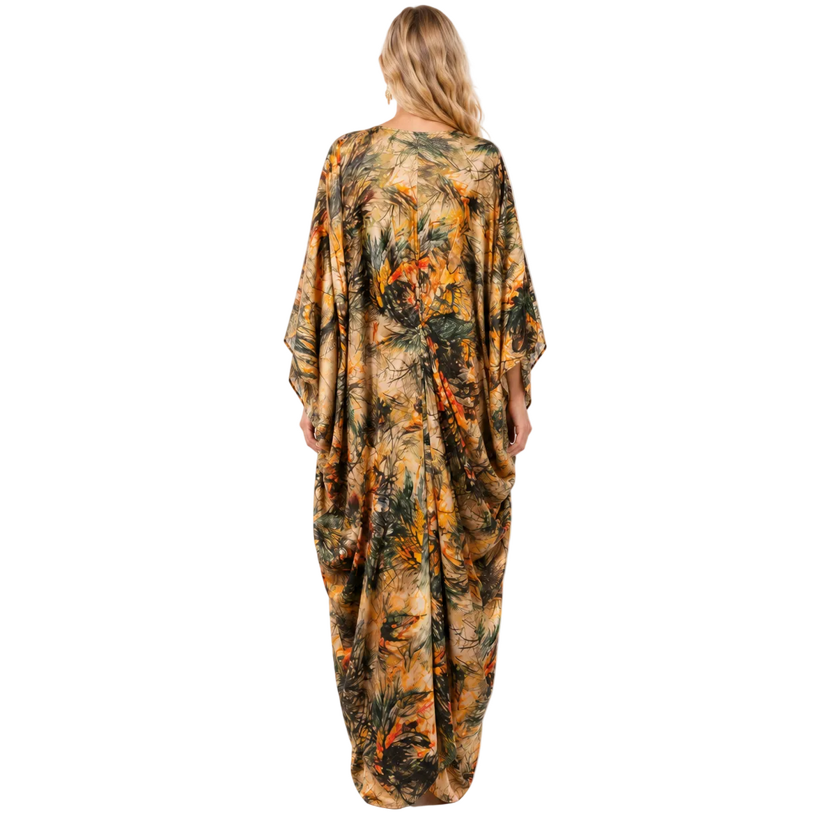 Elegant Cream Botanical Printed Gamis Kaftan-4