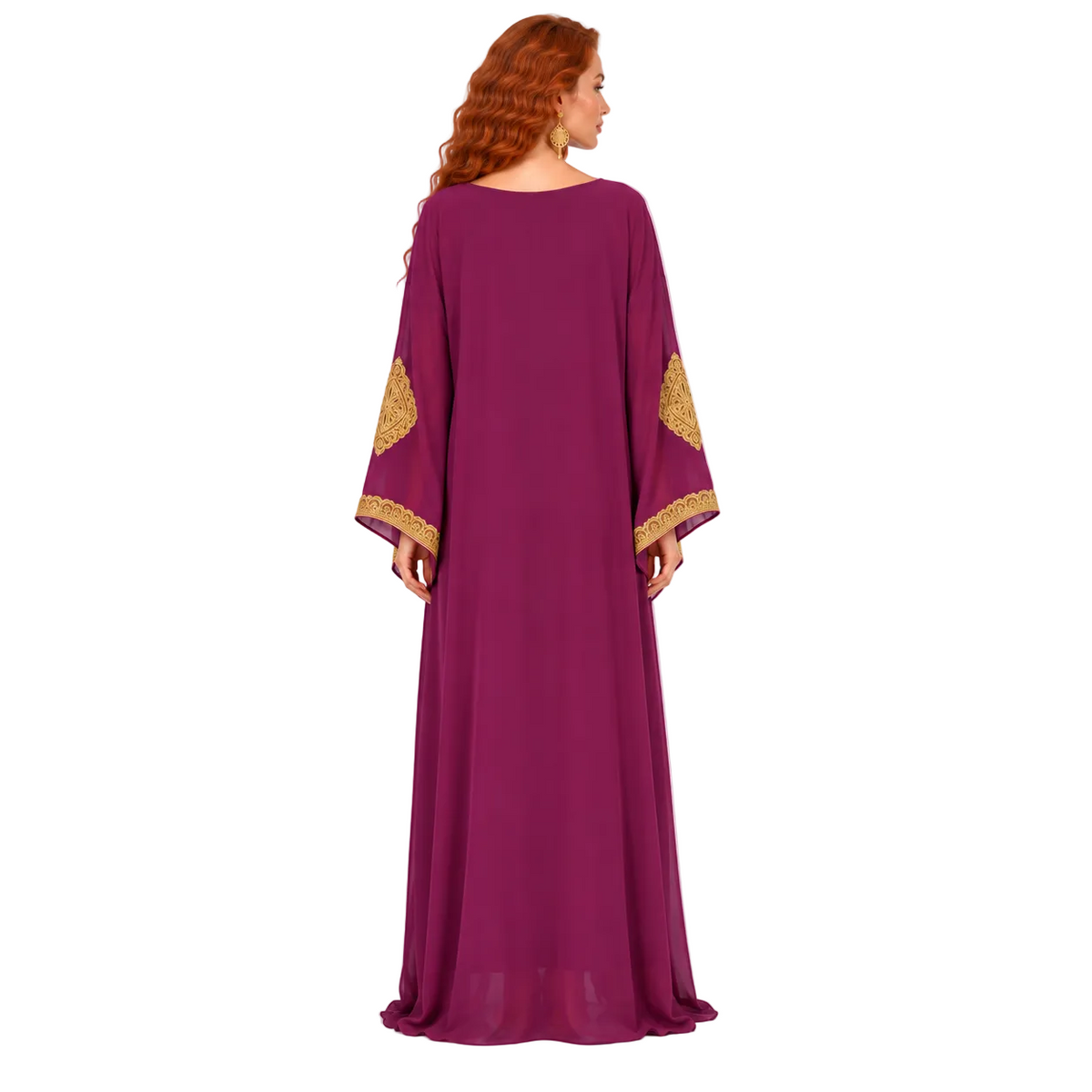Royal Purple Gold Embroidered Lebaran Kaftan-4