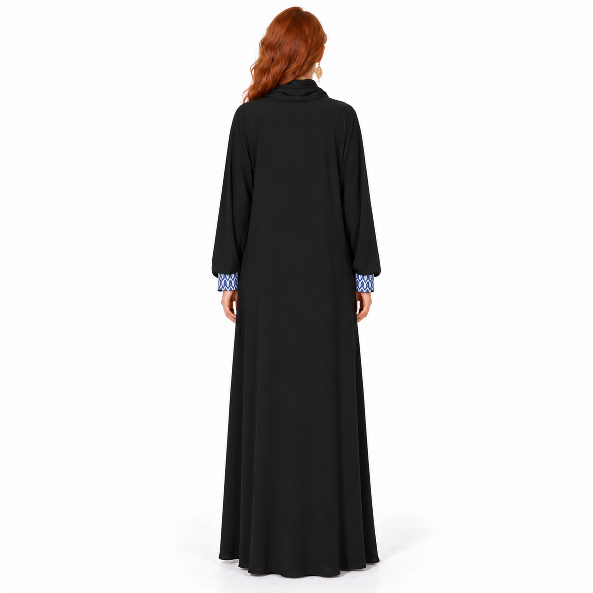 Black Blue Embroidered Luxury Lebaran Kaftan-4