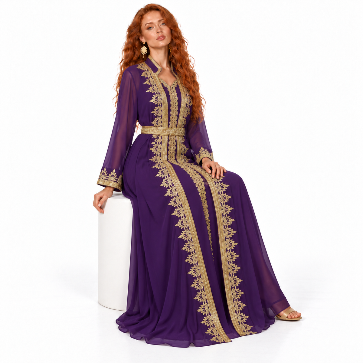 Royal Purple Gold Elegant Lebaran Kaftan-3