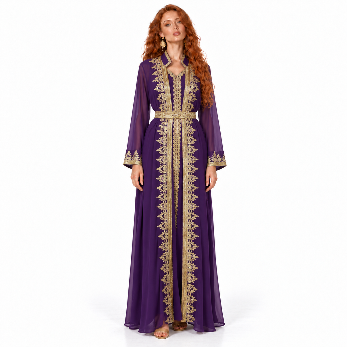 Royal Purple Gold Elegant Lebaran Kaftan-1